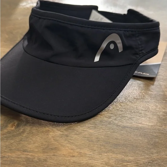 Black Head Tennis Visor with Silver Logo - Picture 1 of 4
